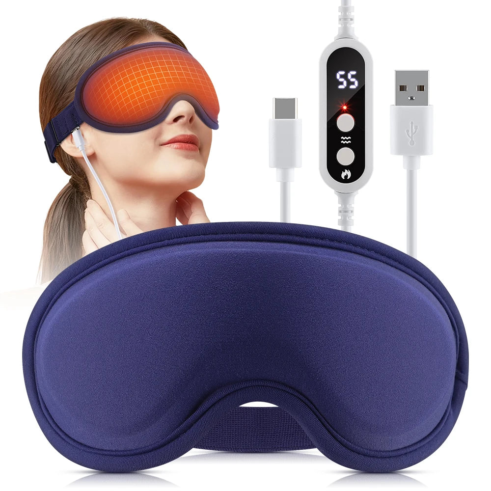 Electric Steam Eye Mask with 3D Vibration Massage and Heat Therapy Relaxation Treatment Tidesmit