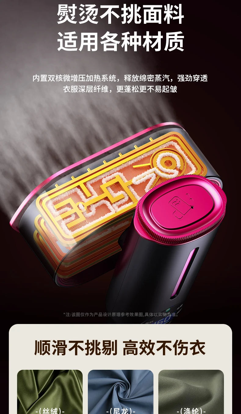 Tidesmit 1200W portable handheld travel clothes steamer side view showing compact automatic steam iron design