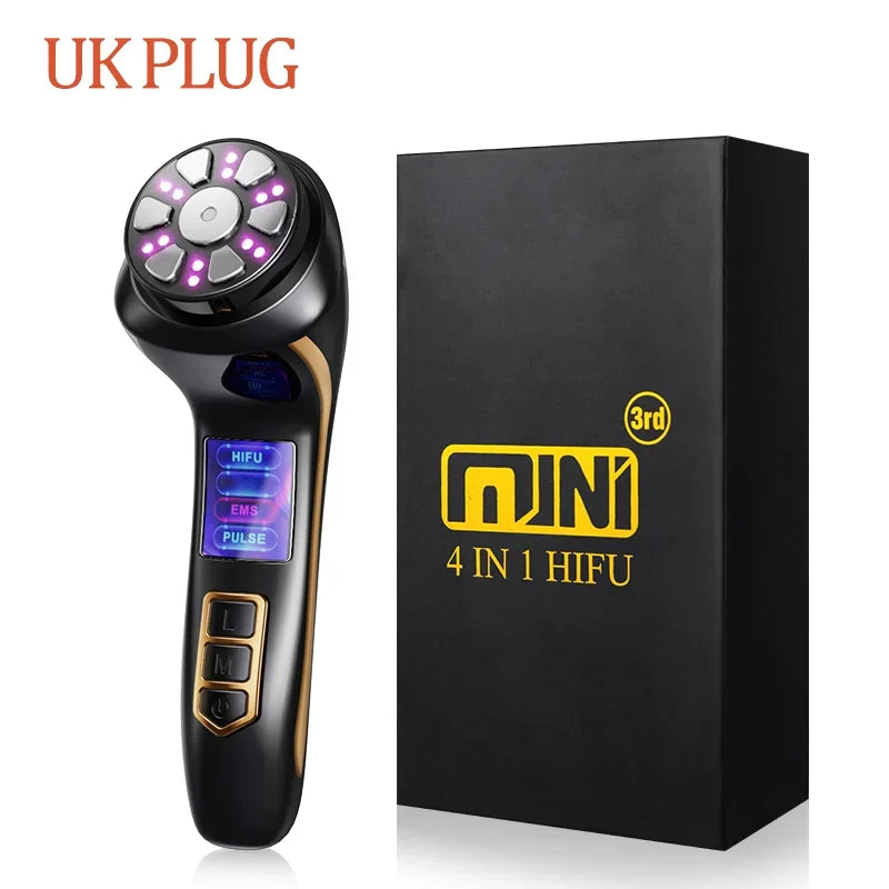 4-in-1 Mini HIFU Facial Massager with EMS and Ultrasound Technology Massage Cushion 3nd HIFUUK Plug Tidesmit