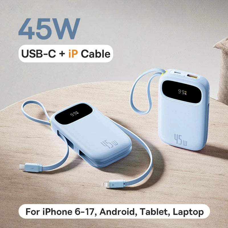 20000mAh Portable Charger with Fast Charging PD Power Delivery USB-C iP Cable Blue Tidesmit