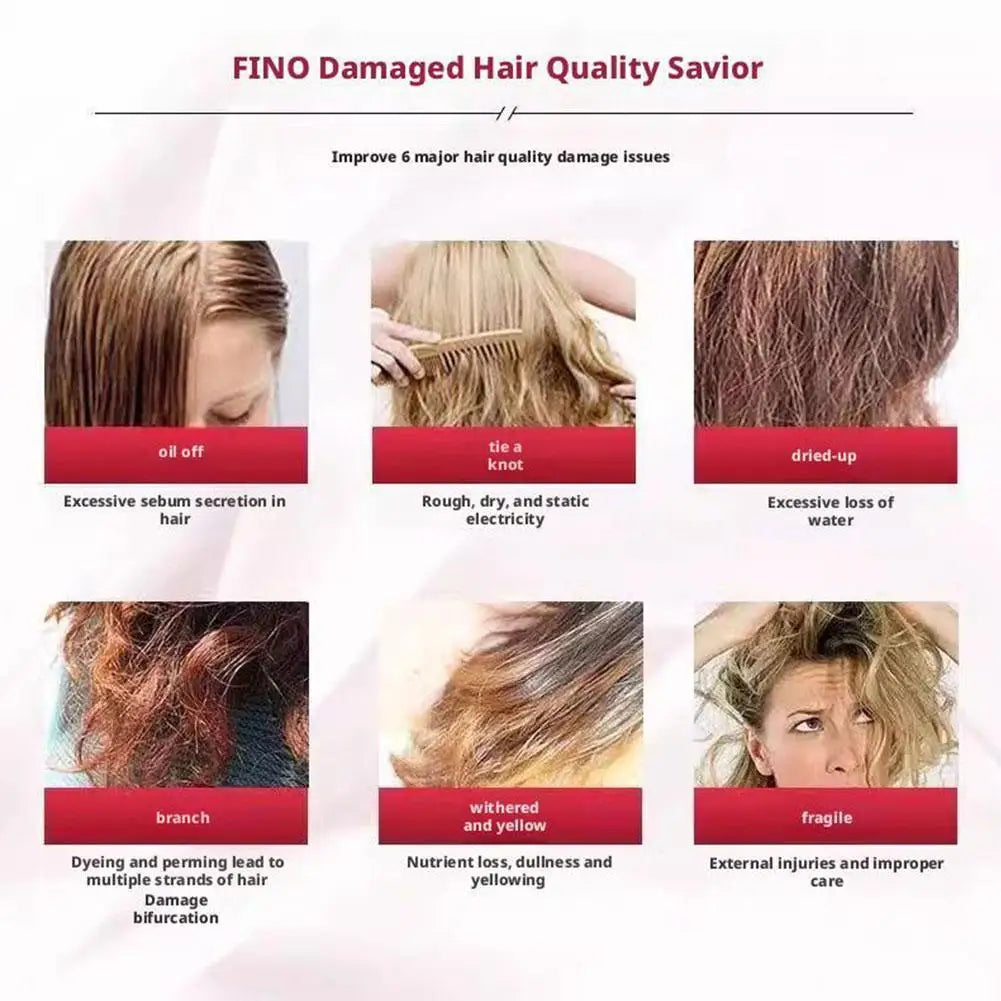 Fino Premium Touch Hair Care Set Deep Repair Damaged Hair Oil Control Volumizing Smooth Shiny Hair Mask Conditioner