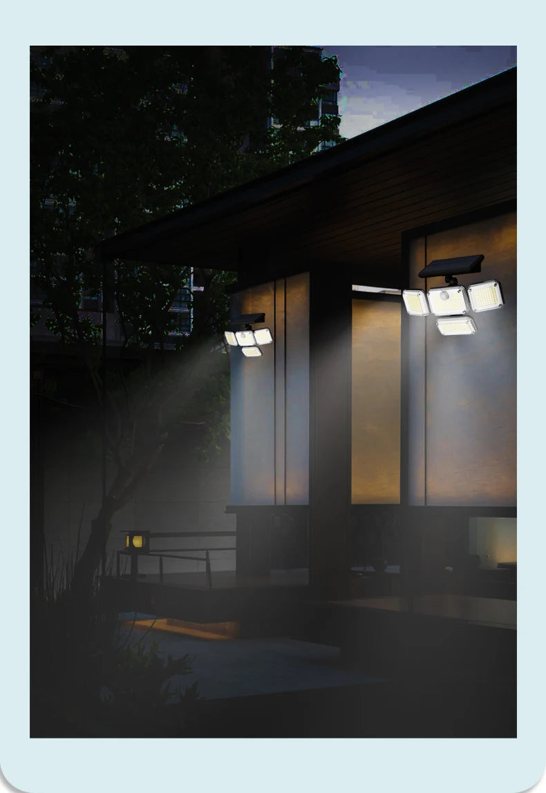 FAMCDC Solar Light 333LED IP65 Waterproof Outdoor Indoor Solar Garden Lamp With Adjustable Head Wide Lighting Angle With 3 Mode