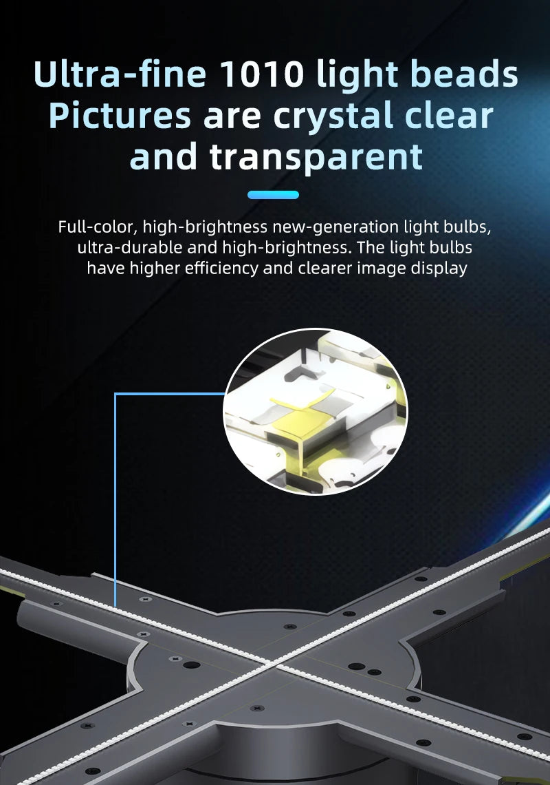 Ultra HD 65cm 100cm 3D Fan Hologram Projector Holographic Advertsing Lights LED Sign Lamp Support Cloud Controll WIFI Display