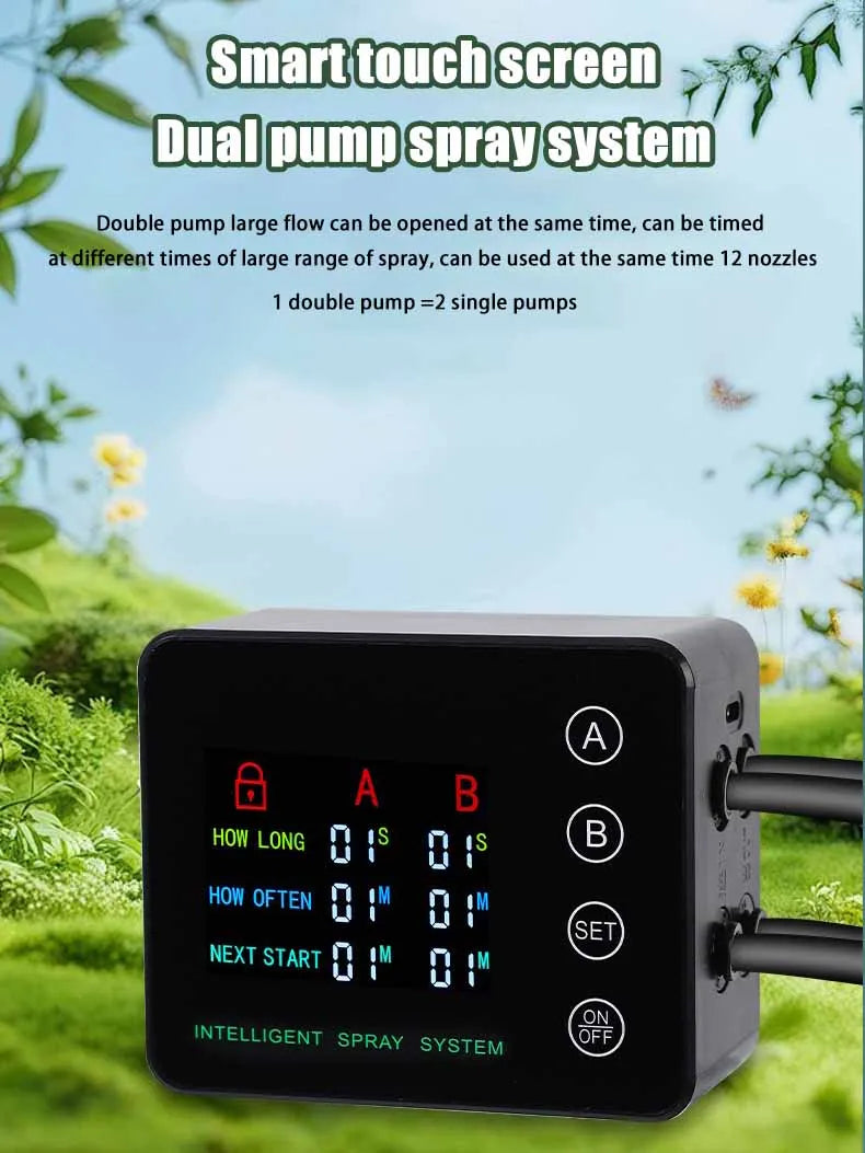 Rainforest Sprayer Double Pump Control Automatic Mist Timing Spray System Kit Irrigation Timer Reptile Sprayer Humidifier