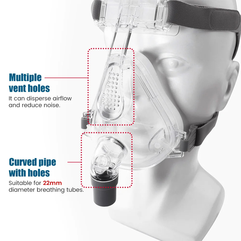 CPAP Full Face Mask Auto CPAP BiPAP With Headgear Headband Use for Cushion Travel Sleep Aid Anti Apnea Snoring Medical Air Breat