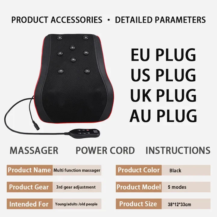 Shiatsu Neck and Back Massager with Heat and Airbag Therapy Relaxation Treatment Basic Tidesmit