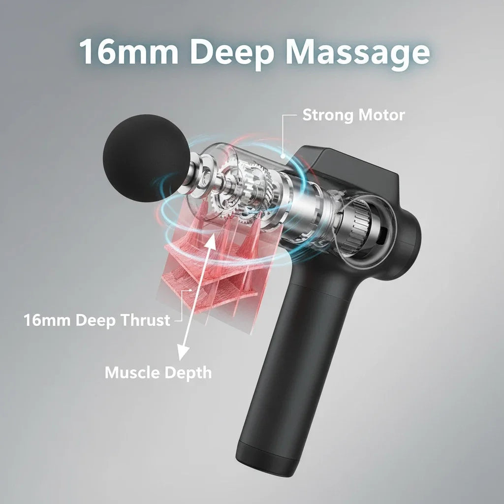 Deep Tissue Massage Gun for Muscle Recovery - Grey, Portable Tidesmit Fascia Gun Tidesmit