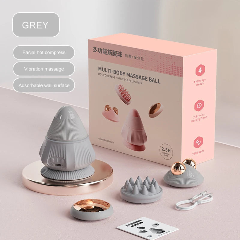 Electric Vibrating Massage Ball for Myofascial Relief - Portable Wellness Relaxation Treatment GRAY Type-C Tidesmit