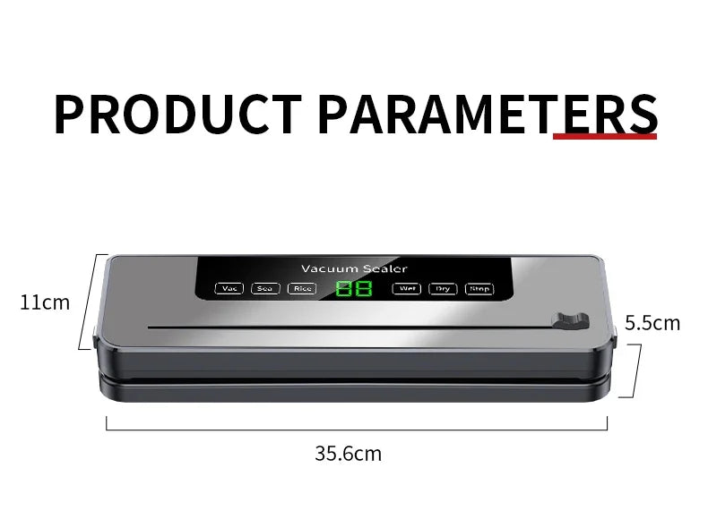 Vacuum Sealer Machine 139KPa Strong Suction Dry Moist Mode Automatic Food Sealer with Digital Timer, Built-in Cutter