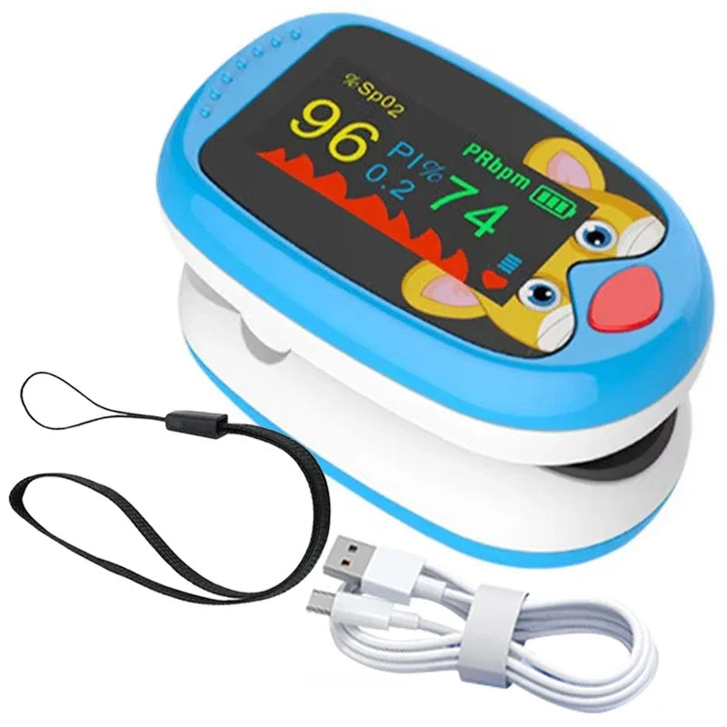 USB Pediatric Oximeter Finger Blood Oxygen Monitor for Children Pulse Oximeter OLED Digital Oximetro Home Medical Thermometer