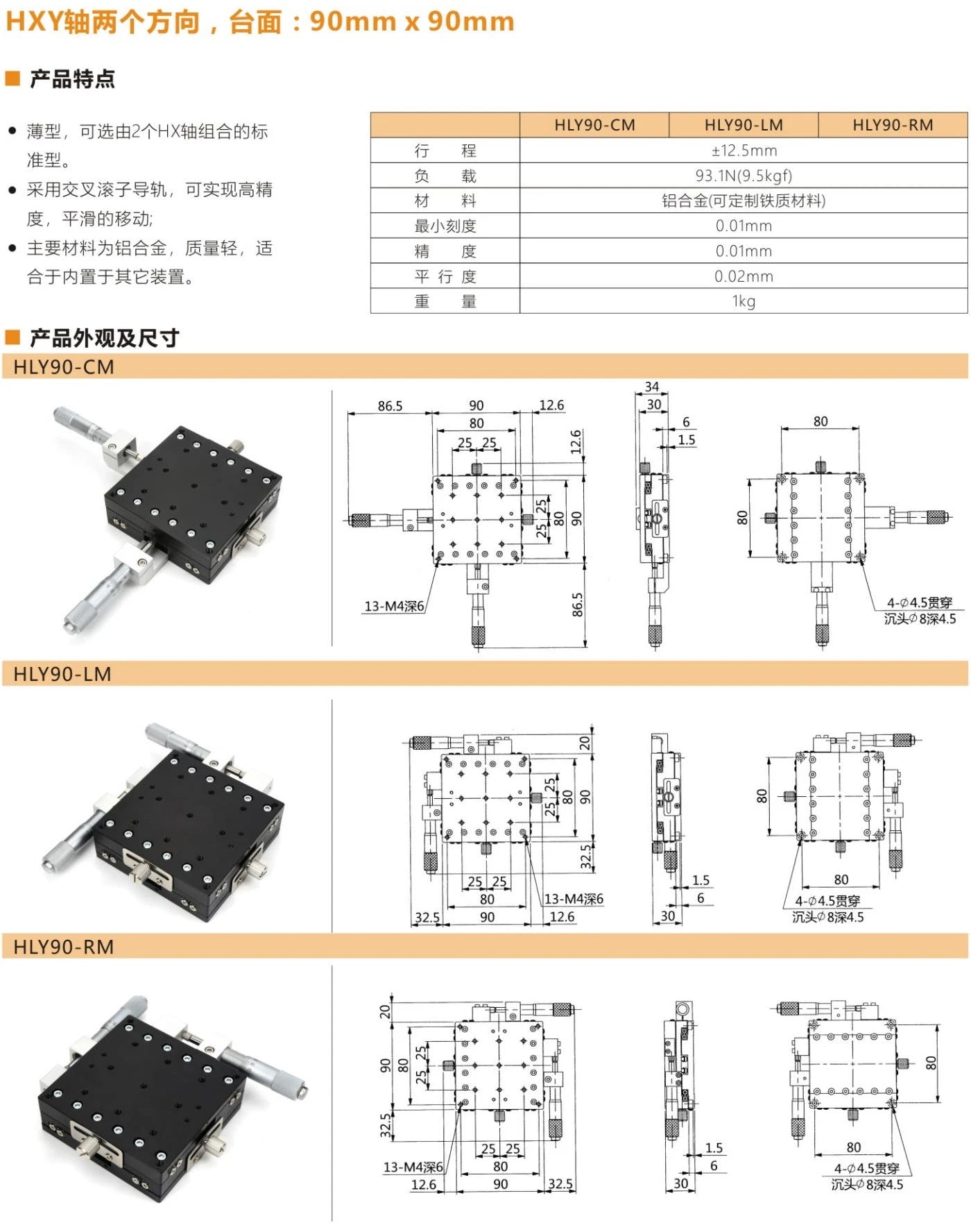 XY Axis 25*25-125*125 Micrometer Sliding Stage Platform Manual Displacement Sliding Table Guide Rail LY30/LY60/LY80/LY100/LY125