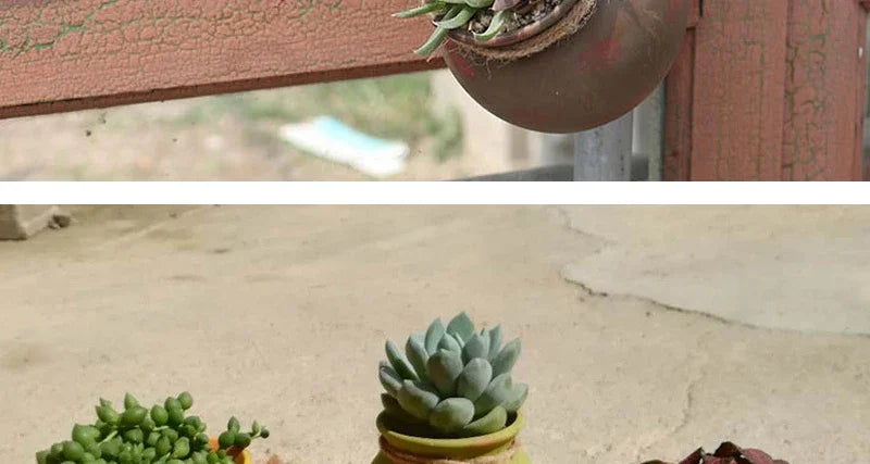 4PCS Outdoor Home Garden Hanging Flowerpot Ceramic Vertical Flowerpot Plant Succulent Flowerpot Vase Wall Railing Decoration