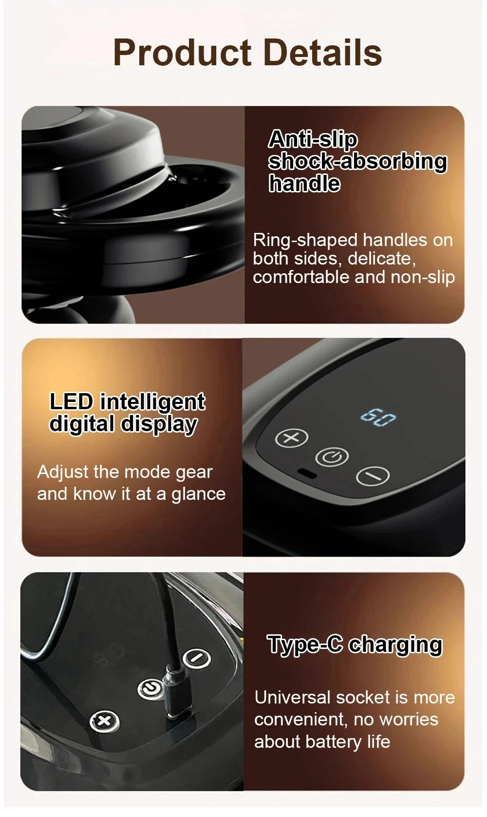 Deep Tissue Massage Gun – 6-Head Electric Massager for Muscle Relief Body Shaping Massage Equipment Tidesmit