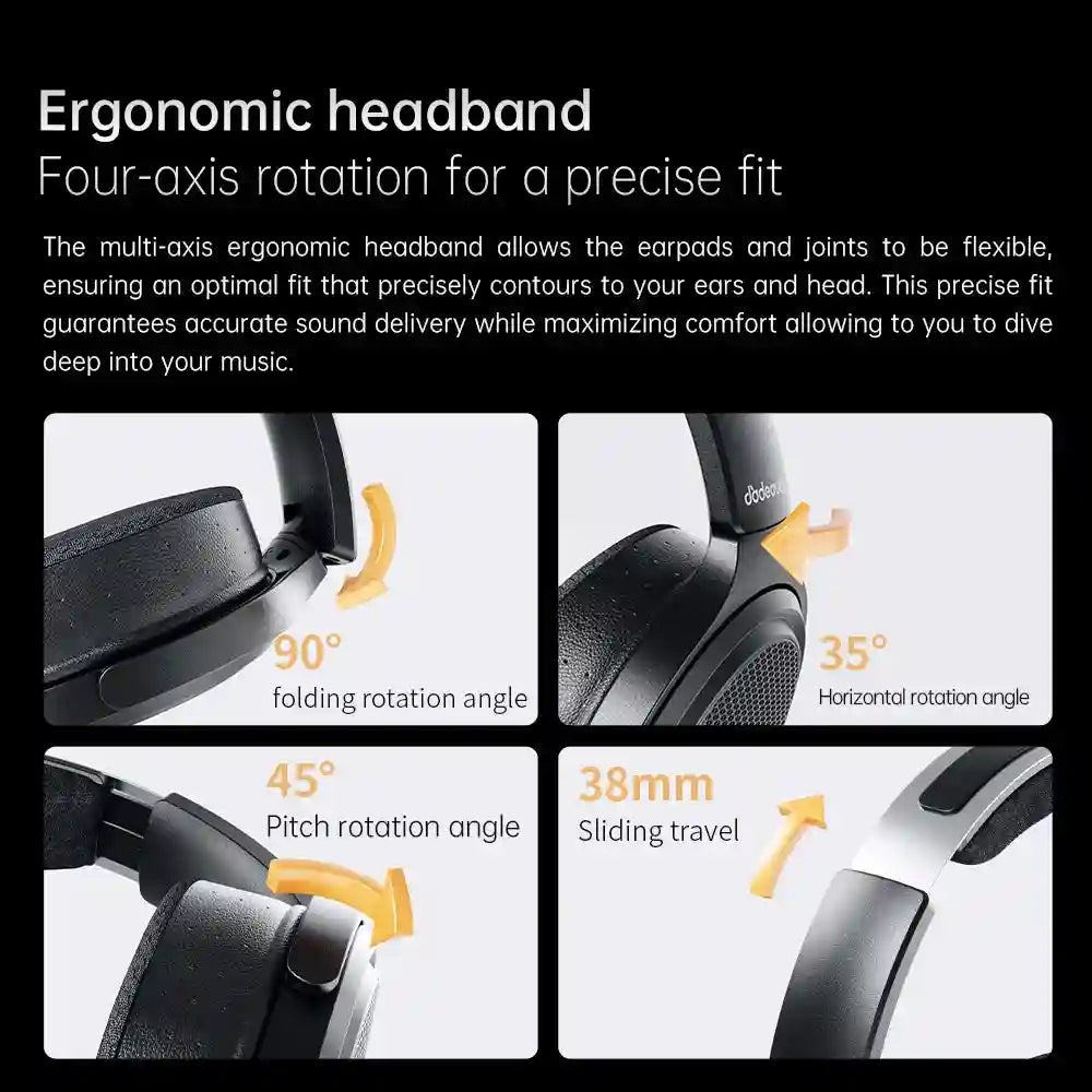 Planar Magnetic Headphones JT7 Black - Over-Ear Audiophile Headset Tidesmit