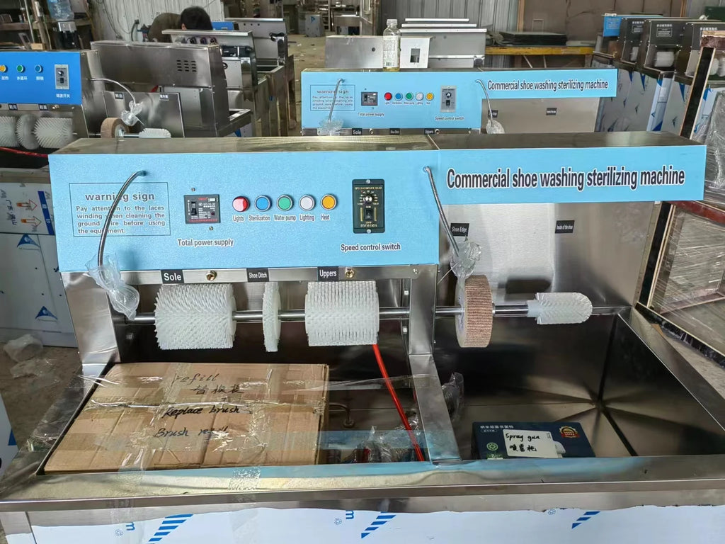 Tidesmit commercial shoe washer machine showing internal drum capacity for 15-30 pairs of sneakers laundry equipment
