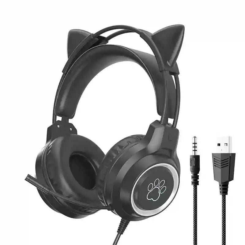 Wired Gaming Headphones: Noise-Canceling Over-Ear Audio - SY-G35 Series SY-G35 Black Cat Tidesmit