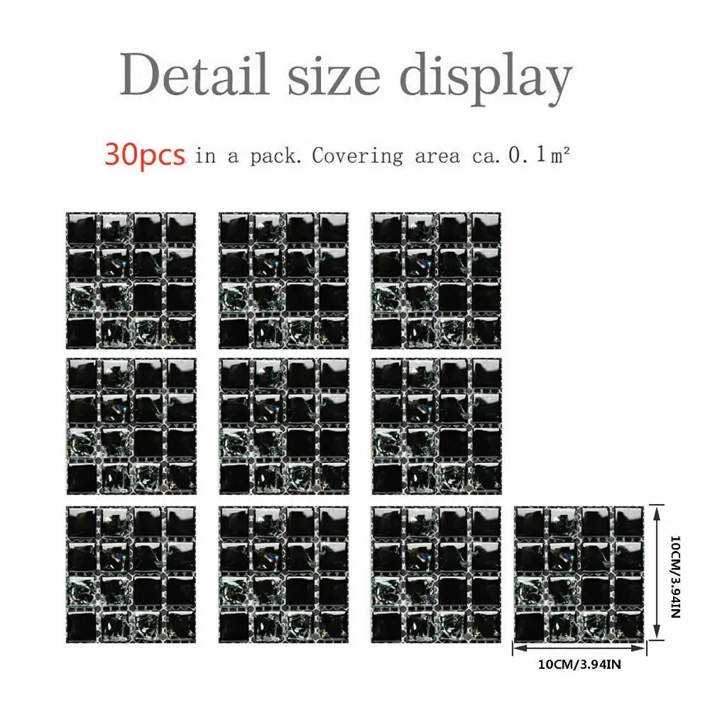 10PCS Decorative Self-adhesive Tile Stickers 3D Effect DIY Mosaic Sticker Removable PVC Wall Decal Kitchen Bathroom Decor