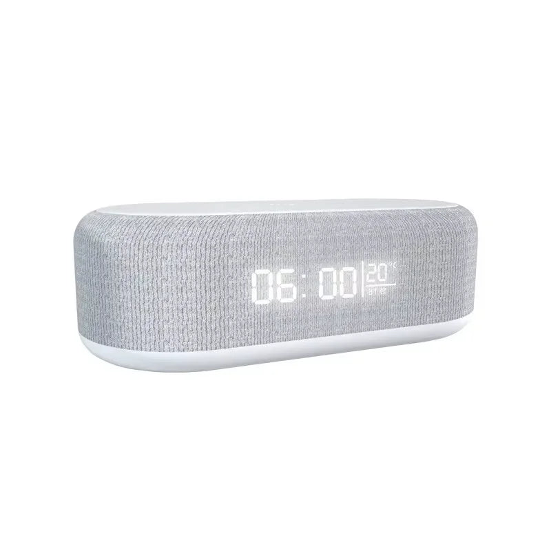 Portable Bluetooth Speaker with Wireless Charger and Alarm Clock - White White Tidesmit