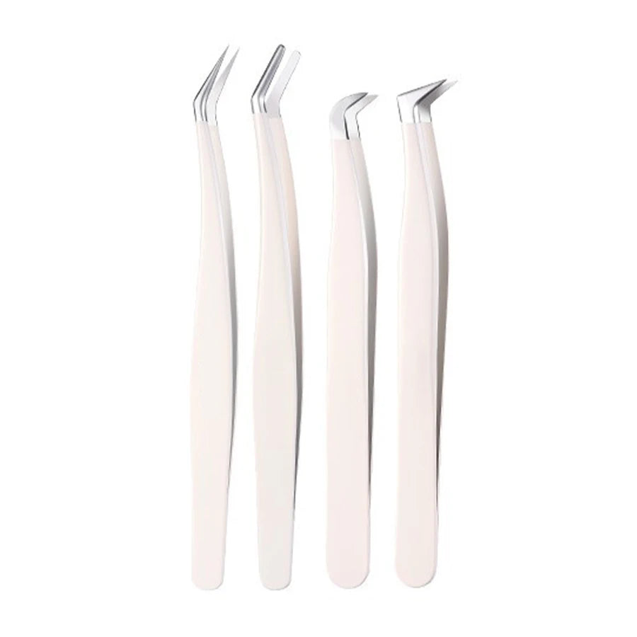 Eyelash Tweezers Precision Tool - Stainless Steel Crafting Tidesmit False Eyelashes 4 PCS SET Tidesmit