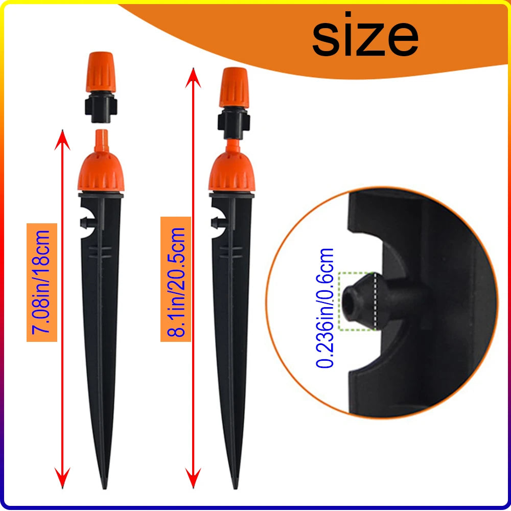 2in1 Adjustable Dripper Sprinkler Stake Nozzle Irrigation Emitter for 4/7mm Micro Tube Garden Yard Greenhouse Lawn Watering Sy