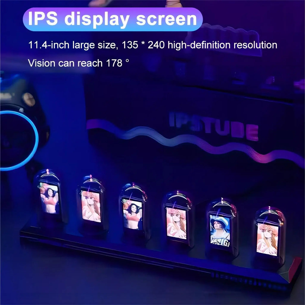 RGB Nixie Tube IPS Clock: Retro Digital Desktop Decor with Custom Display Tidesmit