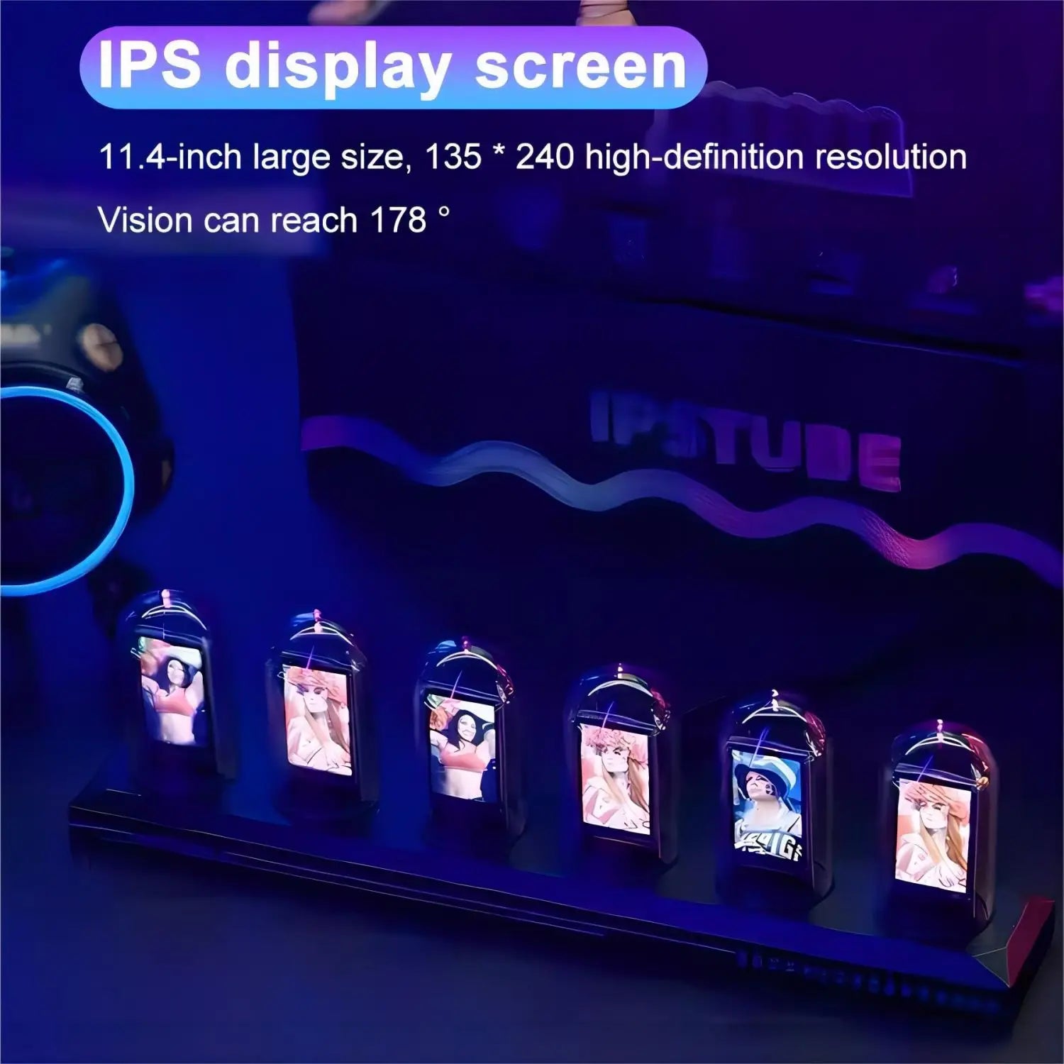 RGB Nixie Tube IPS Clock: Retro Digital Desktop Decor with Custom Display Tidesmit