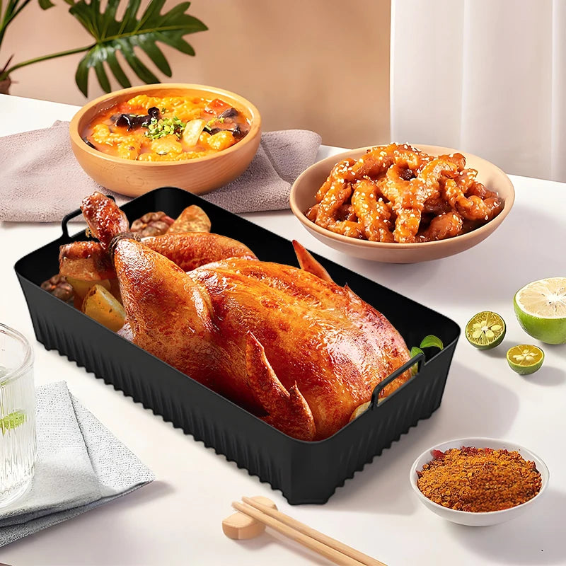 Reusable Silicone Air Fryer Basket Liner Fit Ninja AF500 Non-Stick Heatproof Easy Clean BPA-Free Kitchen Cooking Accessory