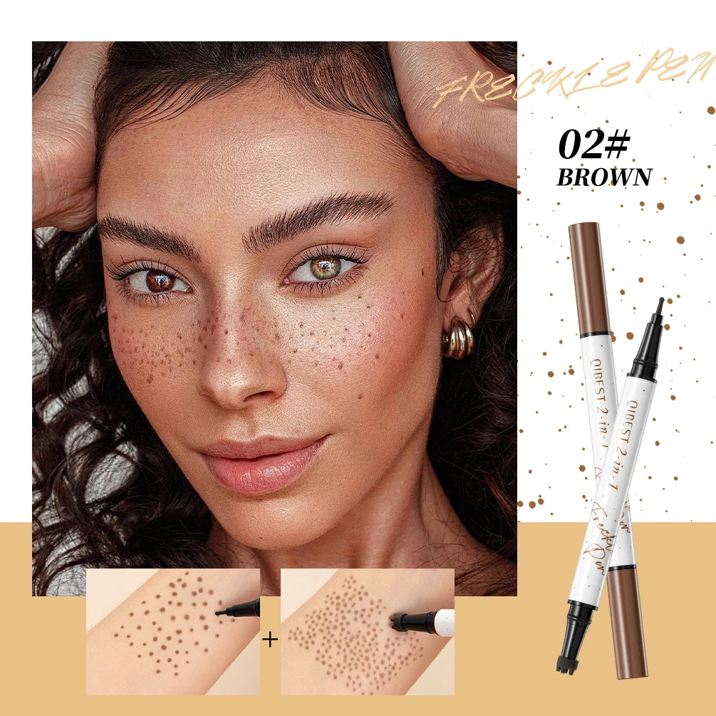 Tidesmit QIBEST double-end freckles stamp pen in natural brown for realistic faux freckle makeup and contour
