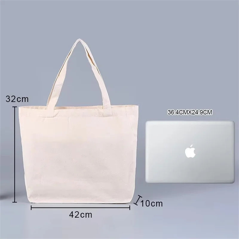 100PCS/Lot Custom Logo Natural Canvas Tote Bags – High-Quality Reusable Cotton Grocery Shopping Bags with Large Capacity