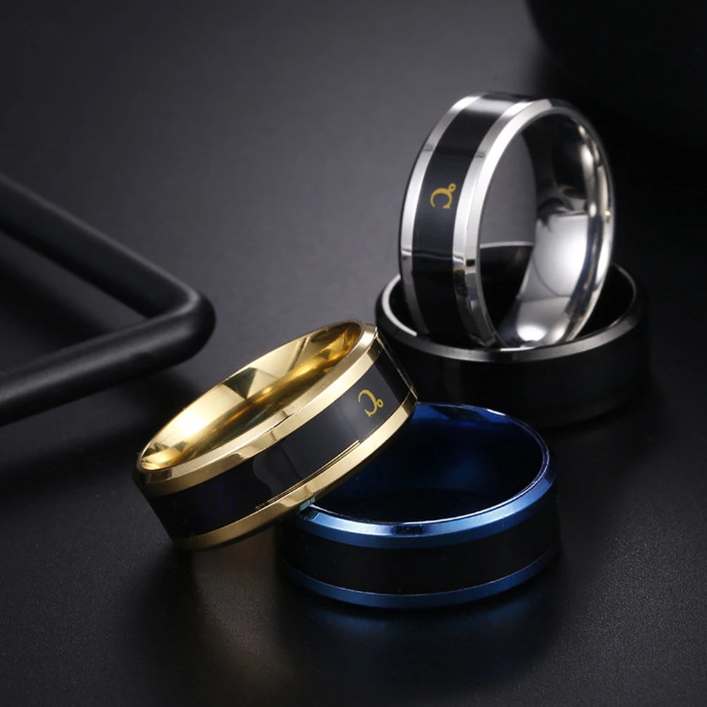 Stainless Steel Temperature Ring Mood Emotion Feeling Intelligent Temperature Sensitive Rings for Men Women Waterproof Jewelry Tidesmit