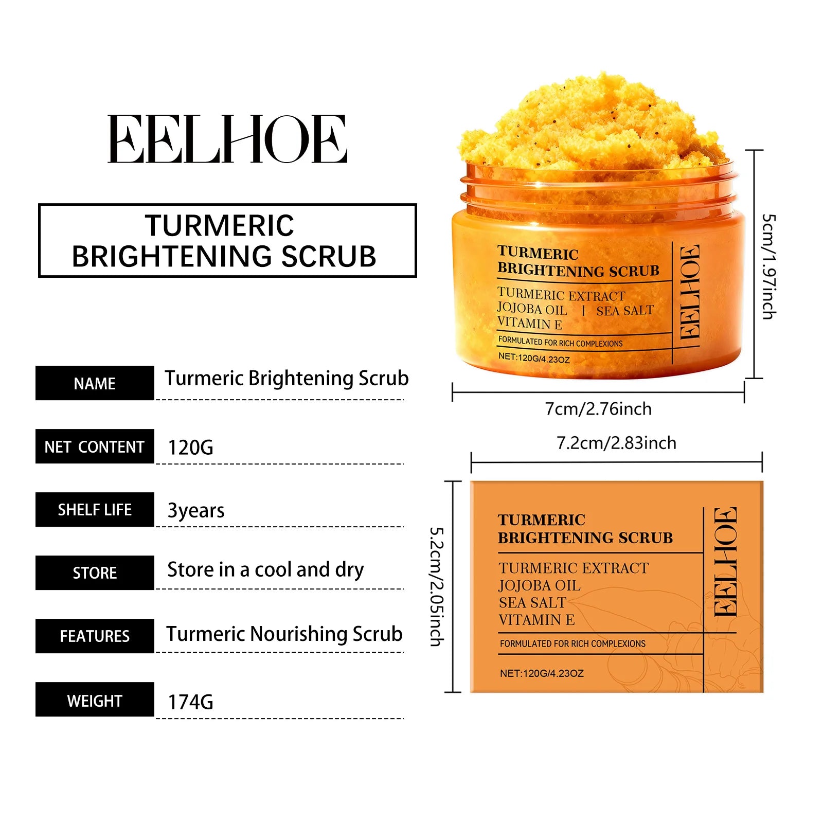 Turmeric Body Scrub for Dark Spots - Brightening Exfoliating Treatment Scrubs Treatments Tidesmit