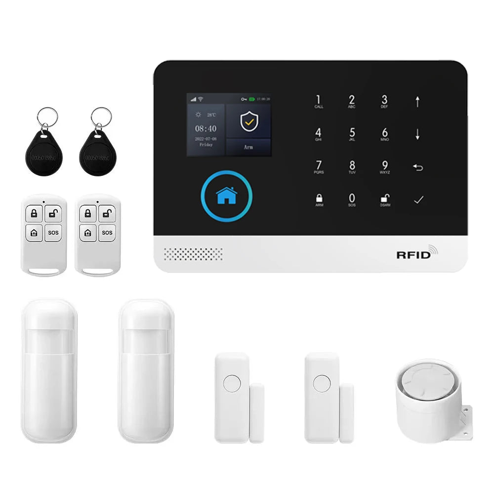 WiFi 4G Home Security Alarm System with Smart Tuya Motion Sensors 4G WiFi Kit B EU Plug Tidesmit
