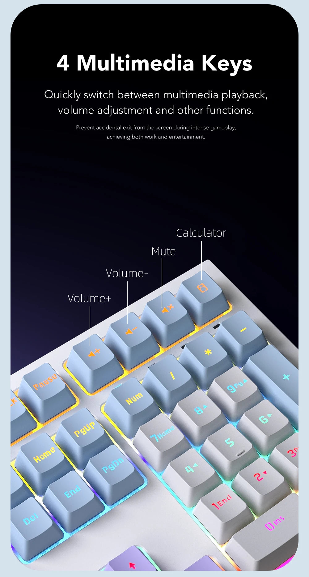 108-Key Wired Mechanical Gaming Keyboard | LED Backlit | Low Latency Anti-Ghosting | Dedicated Gaming Chip | for PC/Mac Gamer