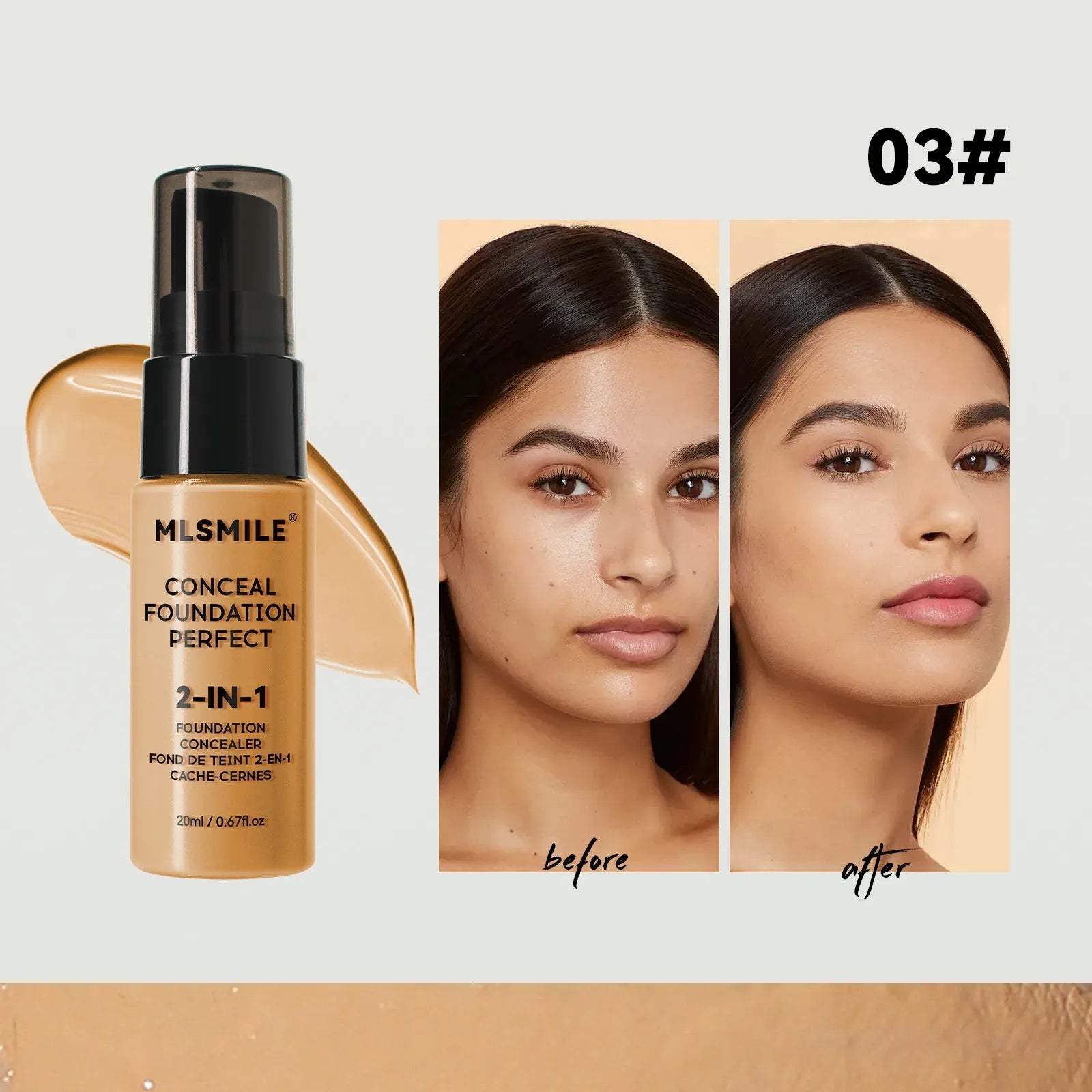 Tidesmit matte liquid foundation for oil control and long-lasting full coverage face makeup texture close-up