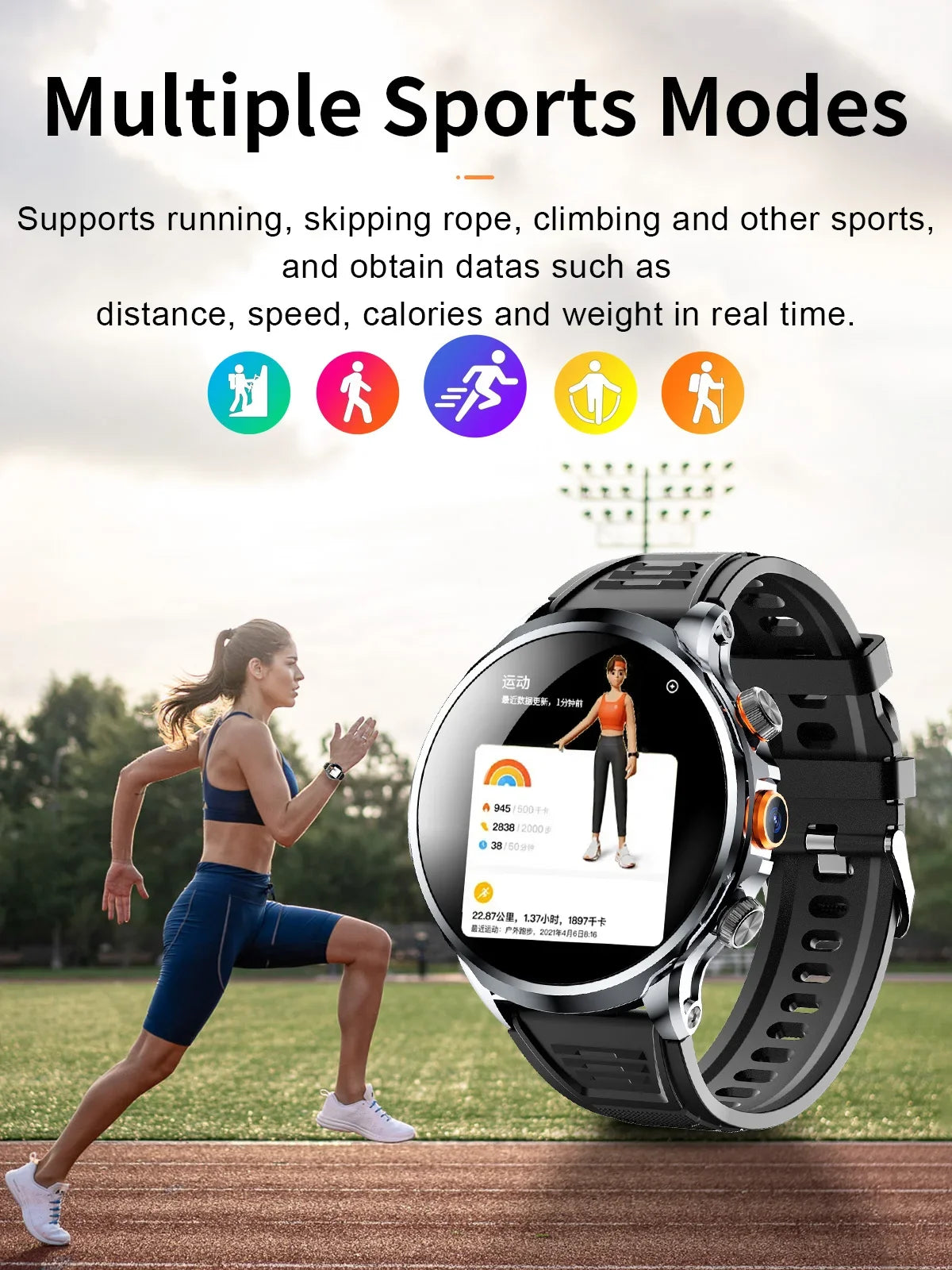 Smart Watch With 1.95 inch IPS 1100mah Battery 128GB ROM 500W Camera GPS WIFI Heart Rate APP Download Smartwatch Android 9.0