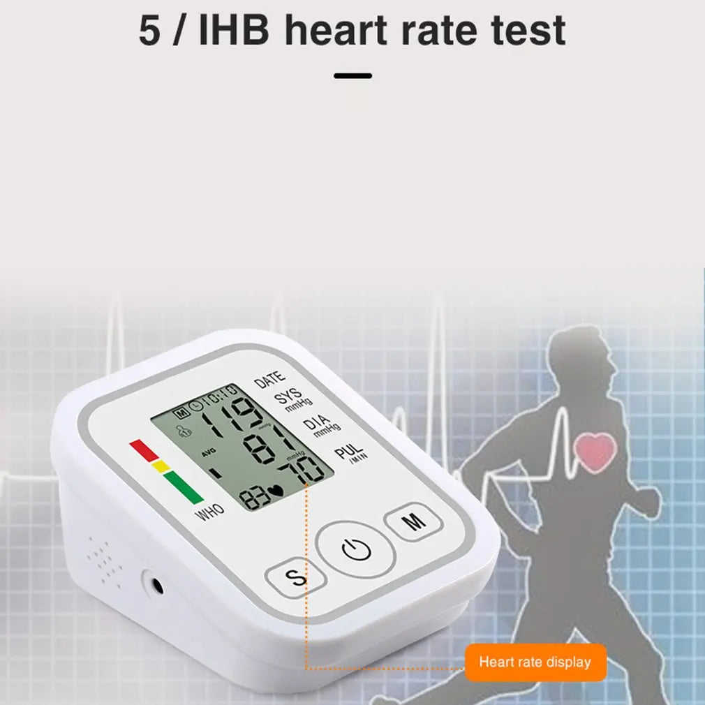 Tensiometer Heart Rate Pulse Meter BP Monitor Healthy Digital Arm Blood Pressure Meter Cuff Medical Automatic Pressure Tonometer