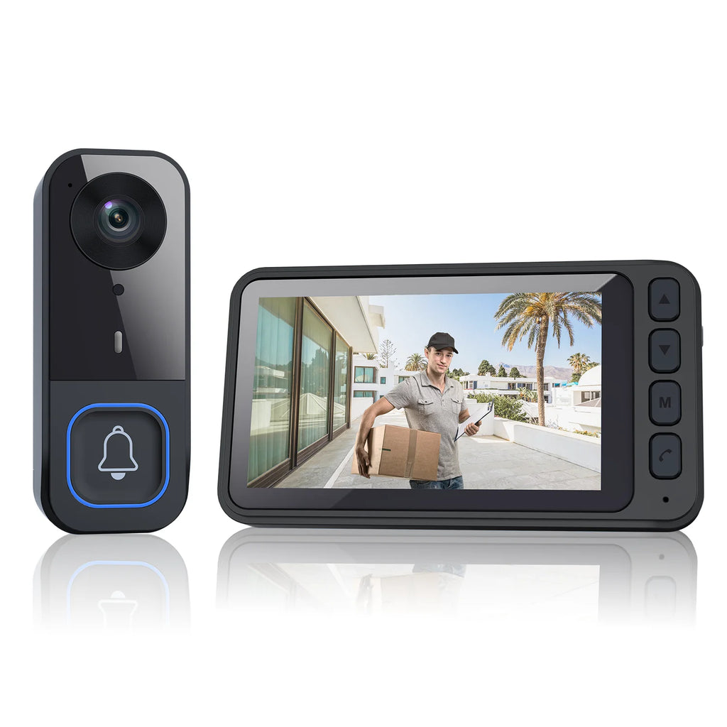 Wireless Doorbell Camera with Monitor Smart Video Doorbell 2-Way Audio Infrared Night Vision No WiFi Connection No APP Required