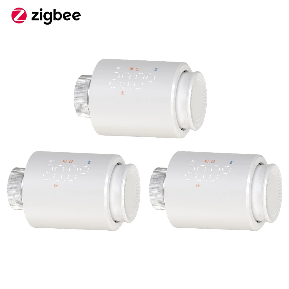 Smart WiFi/ZigBee TRV Thermostat Tuya Radiator Thermostatic Valve Programmable Controller Actuator Alexa Google Voice Control