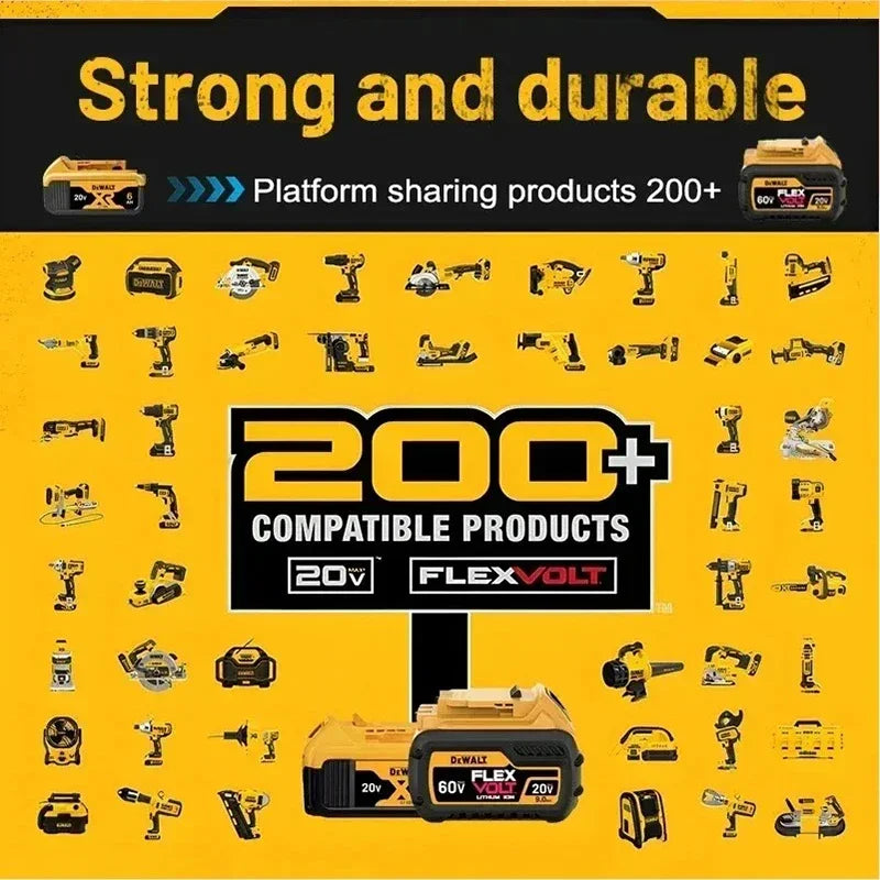 DeWALT 100% Original Battery 20V/60V 6Ah 9Ah MAX FlexVolt for DCB606 DCB205 DCB206 DCB209 DCB182 Power Tool with Charger
