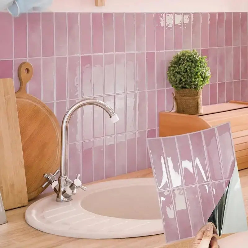 5-20 Pieces NewTile Sticker Self-adhesive Green Tile Backsplash Bathroom Wall Tile Sticker, Water and Mold Resistant, 22.9x29cm