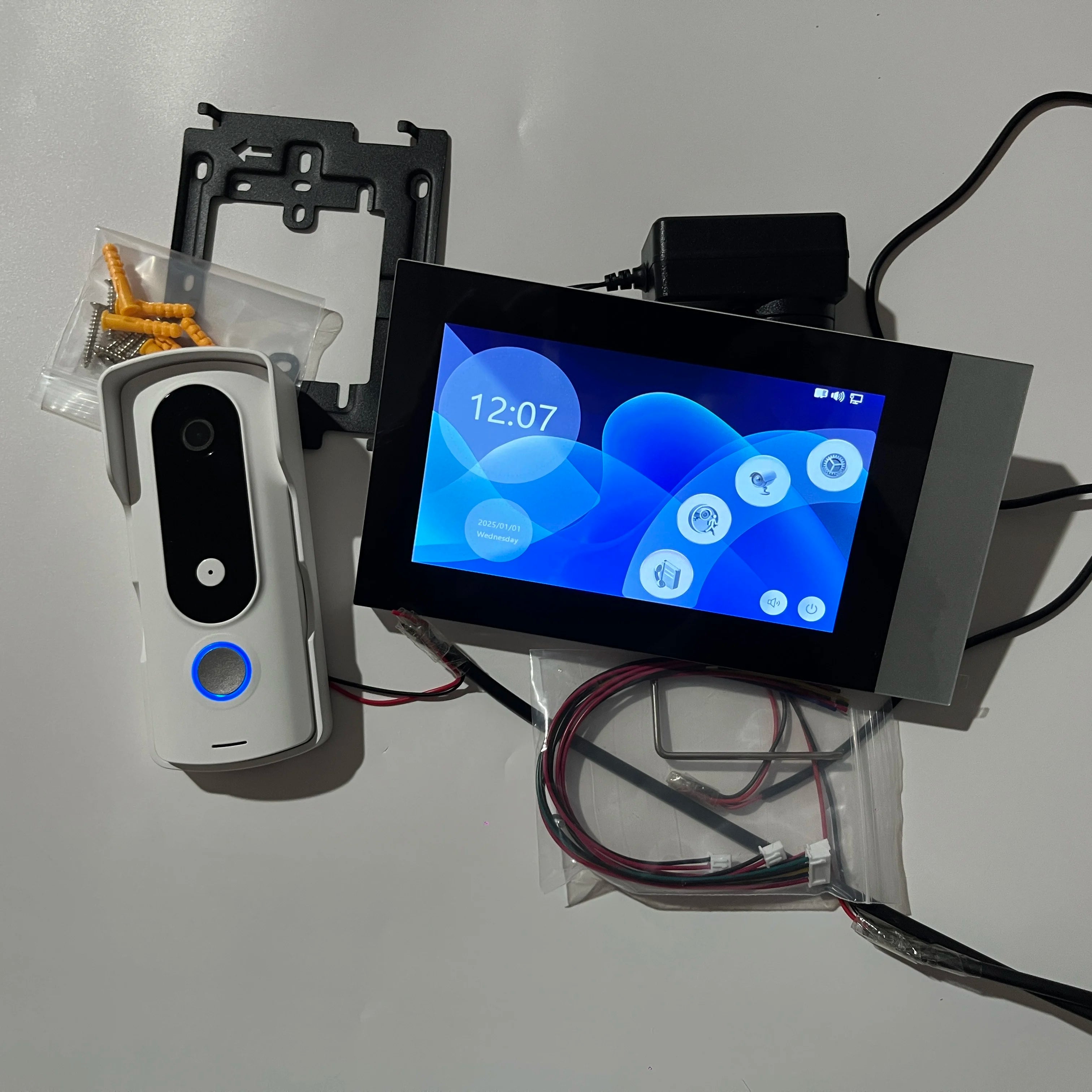 New 2 Wire Video Intercom System 7'' Color Touch Screen Tuya Wifi 1080P  Rainproof Call Panel IR Camera for Home Villa Buil