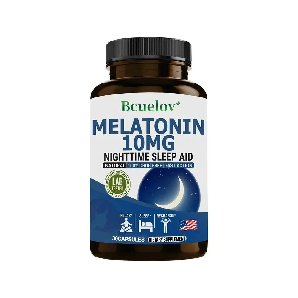 Super Melatonin Capsules 10 Mg - Fall Asleep Naturally, Fight Insomnia, Boost Immunity, Improve Sleep Quality