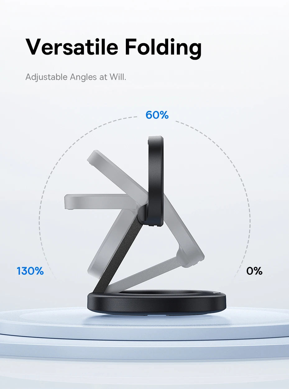 15W Magnetic Wireless Charger Stand - Foldable Qi Certified MagSafe Tidesmit