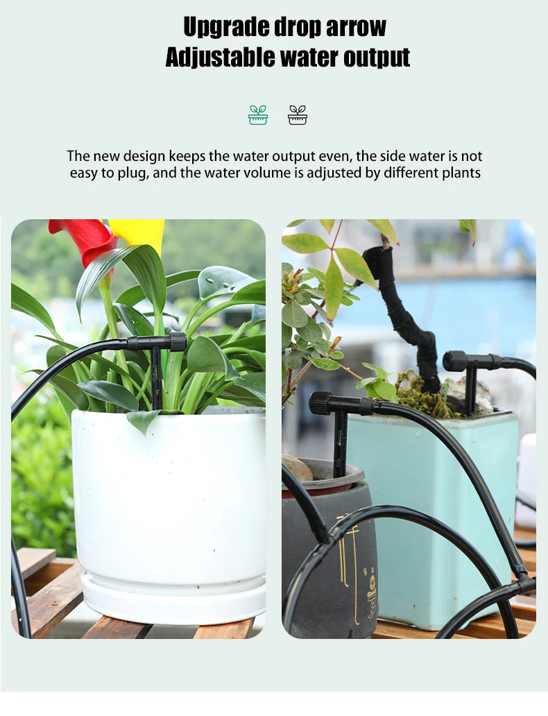 Garden Black Adjustable valve Drip Irrigation Kit Potted Plant Watering Device 4/7mmHose Watering Saving MicroDripper Greenhouse
