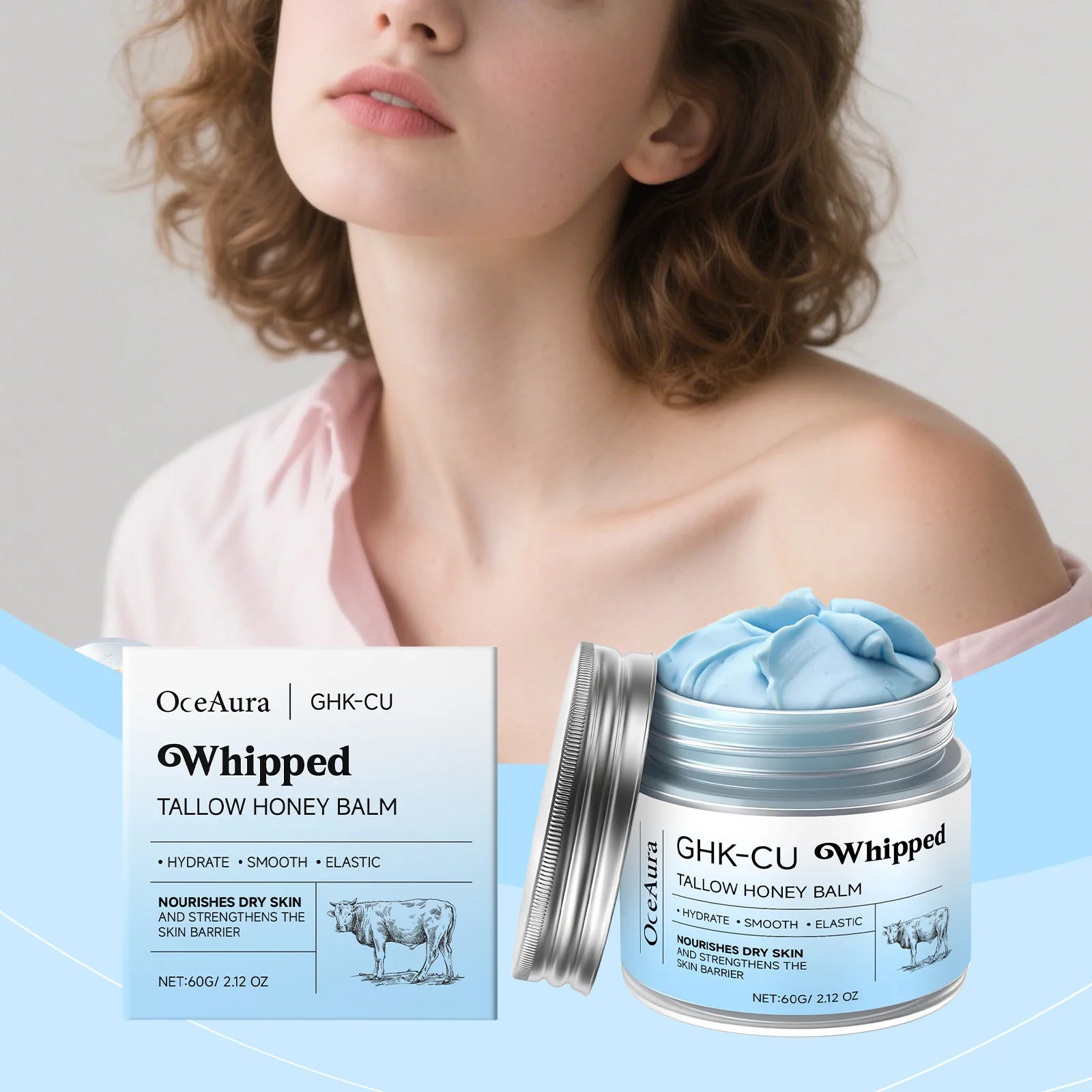 Copper Peptides GHK-Cu Beef Tallow Skin Blue Balm Manuka Honey Face Body Moisturizing Brightening for Mature Dry Sensitive Care