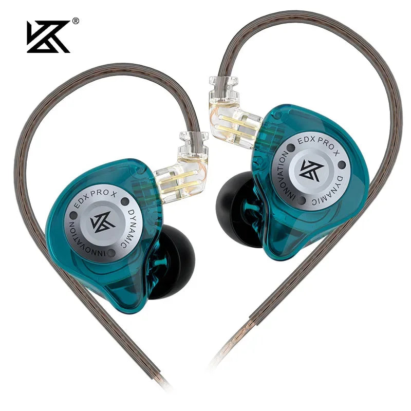 KZ EDX Pro X HiFi Wired In-Ear Monitors with Mic | Tidesmit Cyan NO MIC Tidesmit