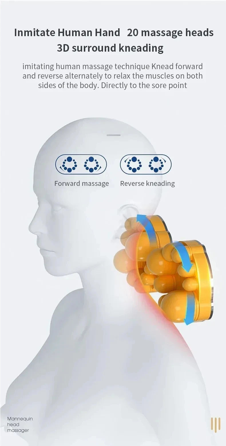 Electric Massage Pillow for Neck & Back with Heat Therapy | Tidesmit Massage Cushion Tidesmit