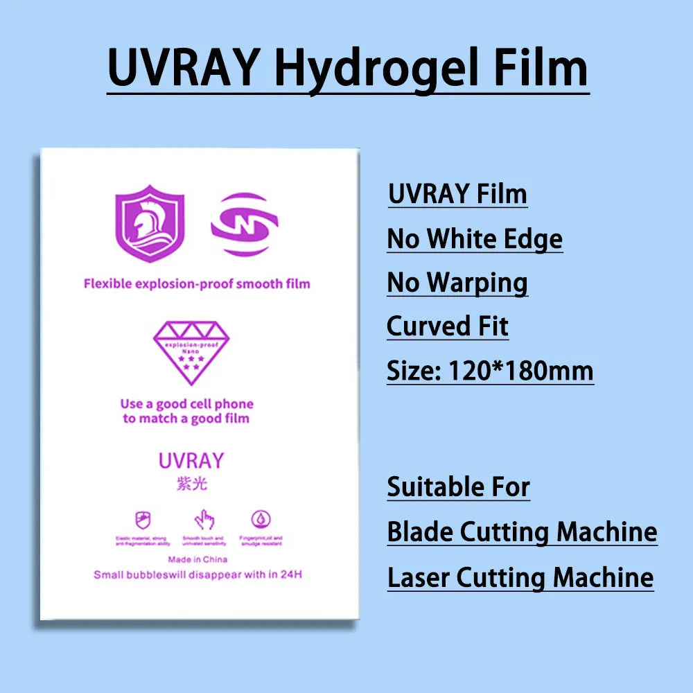 UVRAY hydrogel film sheet for screen protection, white sheet with logo, 120x180mm.