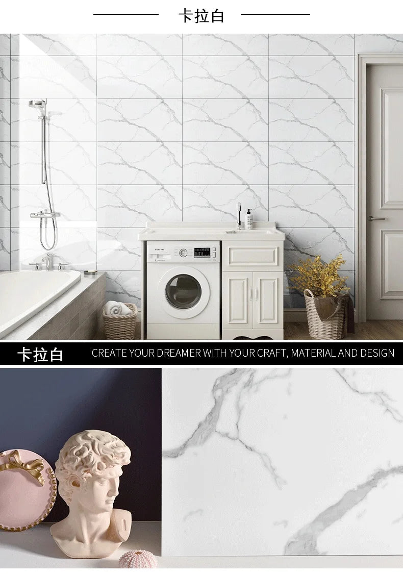 10/30/50PCS Thickened Self-adhesive Decor Wall Sticker Marble Tile Floor Sticker PVC Waterproof Toilet Kitchen Home Floor