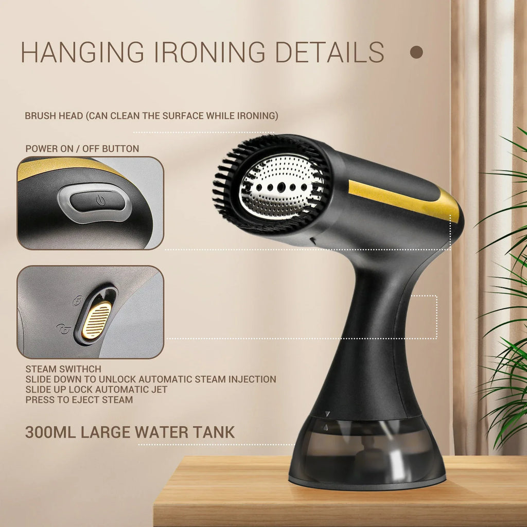 Tidesmit 1500W foldable handheld garment steamer showing compact design and fast-heating ironing head for travel